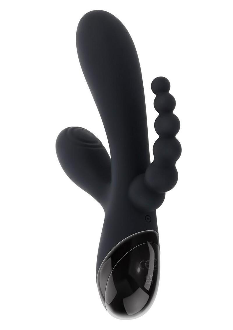 Selopa Triple Aces Rechargeable Silicone Triple Rabbit Vibrator - Black