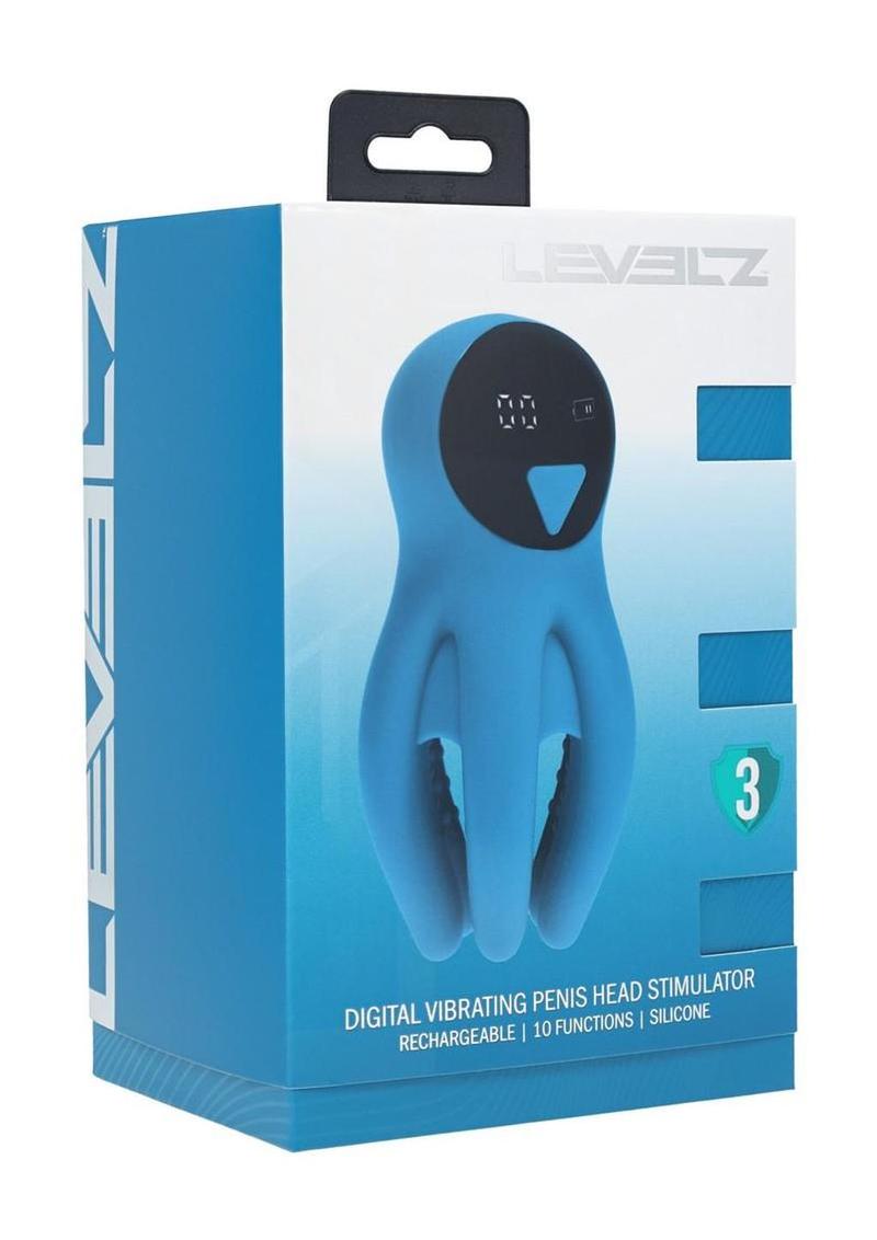 Levelz Digital Vibrating Silicone Rechargeable Penis Head Stimulator with Tentacles - Teal