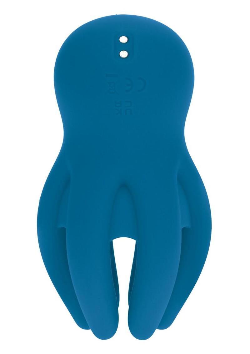 Levelz Digital Vibrating Silicone Rechargeable Penis Head Stimulator with Tentacles - Teal