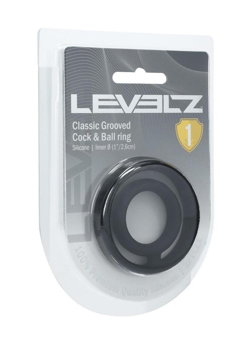 Levelz Classic Grooved Silicone Cock & Ball Ring - Black