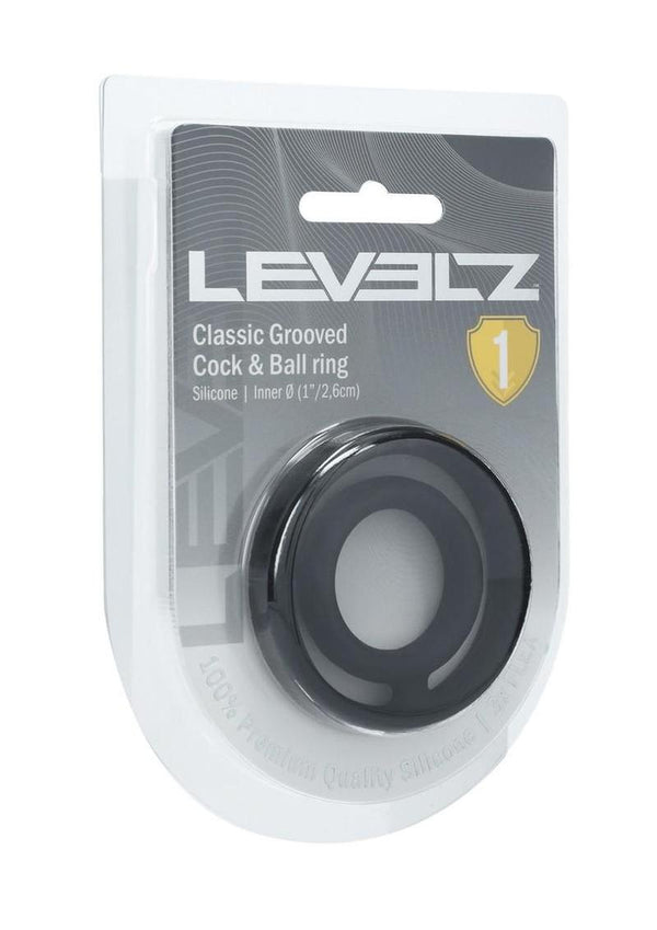 Levelz Classic Grooved Silicone Cock & Ball Ring - Black