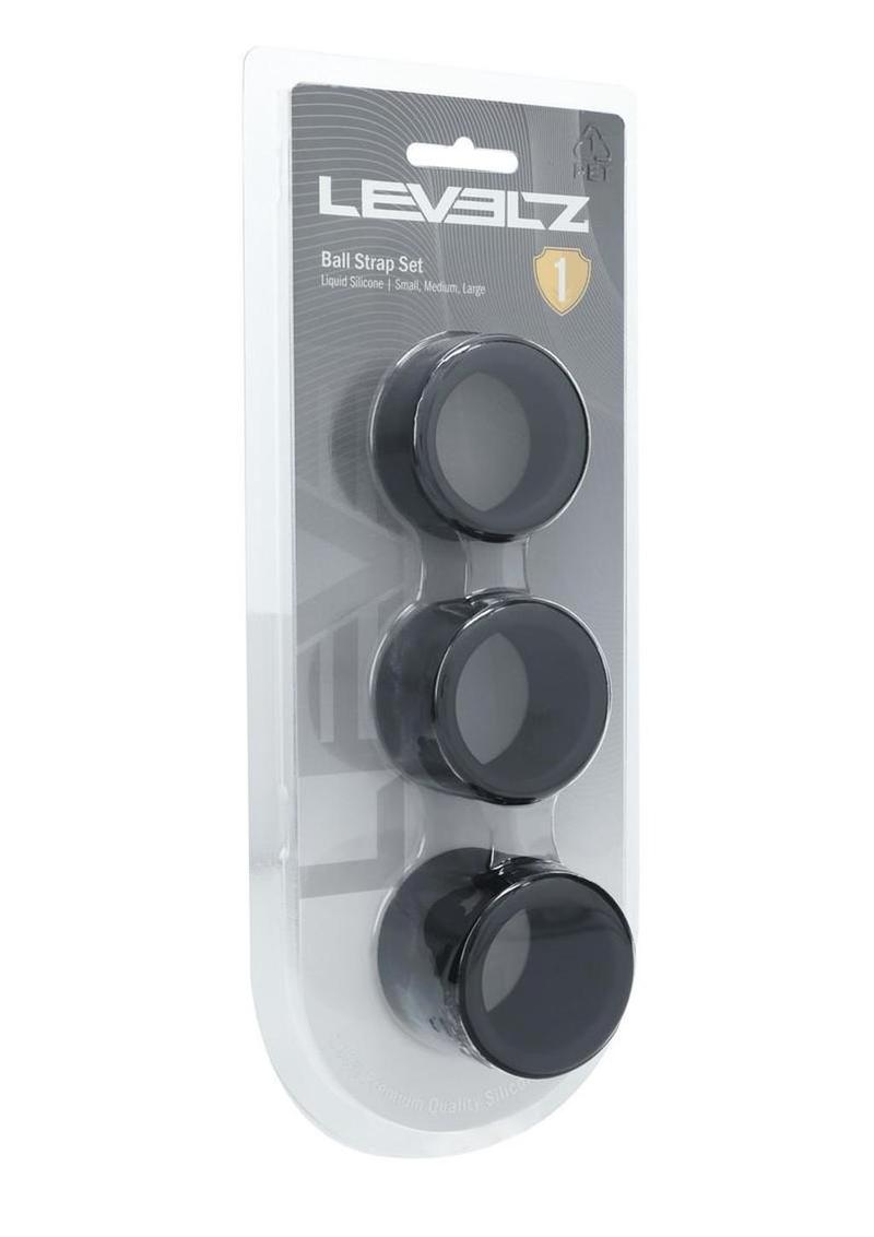 Levelz Liquid Silicone Ball Strap Set of 3 - (S,M,L) 34mm - Black