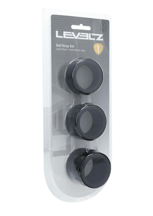 Levelz Liquid Silicone Ball Strap Set of 3 - (S,M,L) 34mm - Black