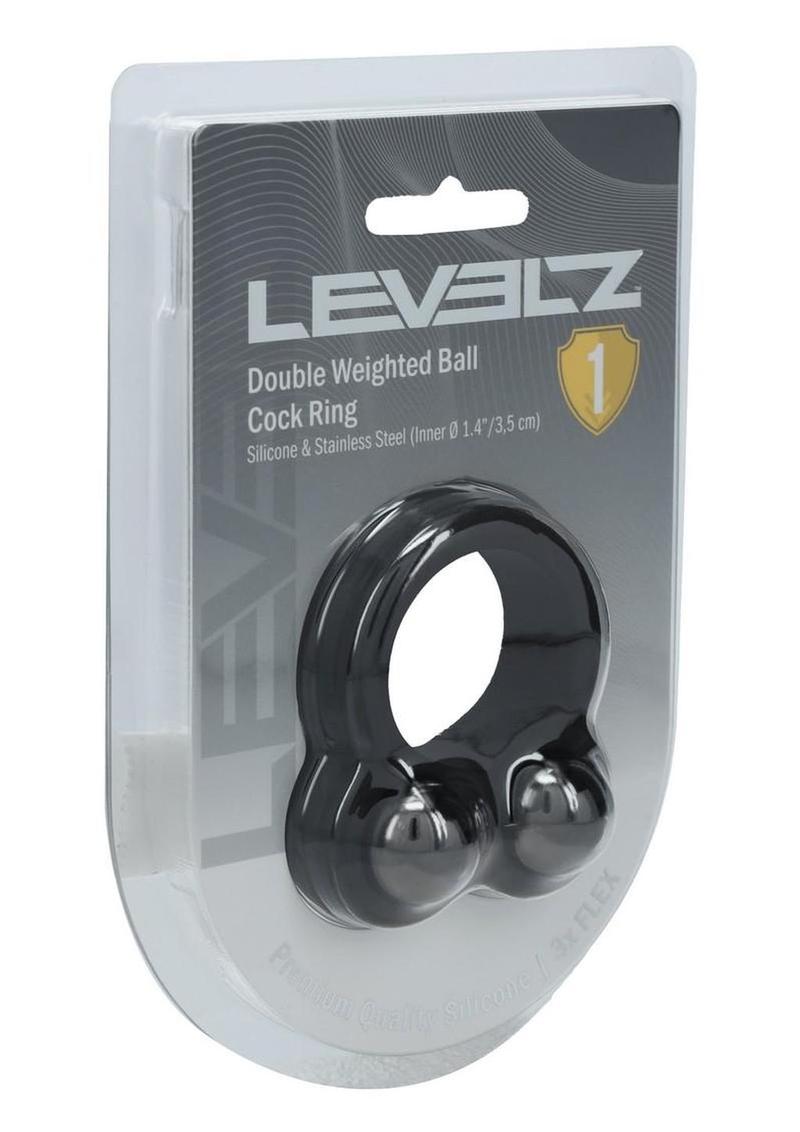 Levelz Liquid Silicone Double Weighted Ball Cock Ring - Black