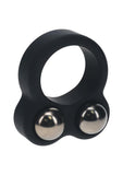 Levelz Liquid Silicone Double Weighted Ball Cock Ring - Black