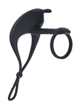 Levelz Adjustable Bunny Vibrating Rechargeable Silicone Lasso Cock Ring & Shaft loop - Black