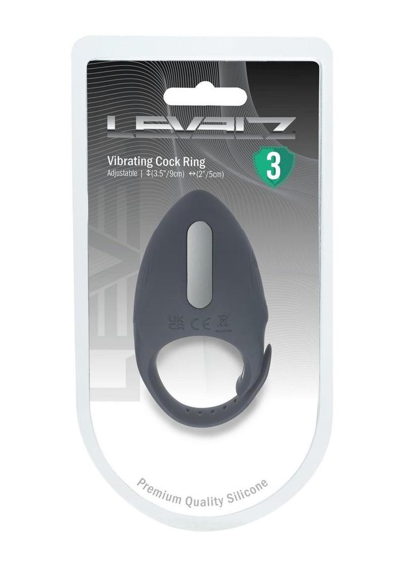 Levelz Adjustable Vibrating Silicone Rechargeable Cock Ring - Black