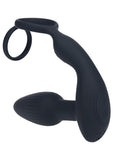 Levelz Dual Vibrating Rechargeable Silicone Prostate Stimulator with Rotating Beads Cock & Balls Rings with Remote Control - Black