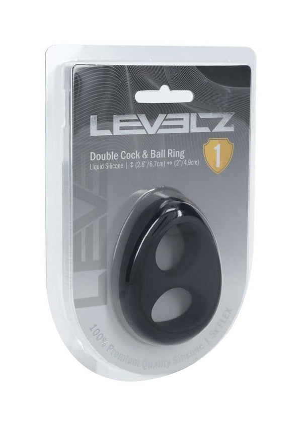 Levelz Double Liquid Silicone Cock & Ball Ring - Black