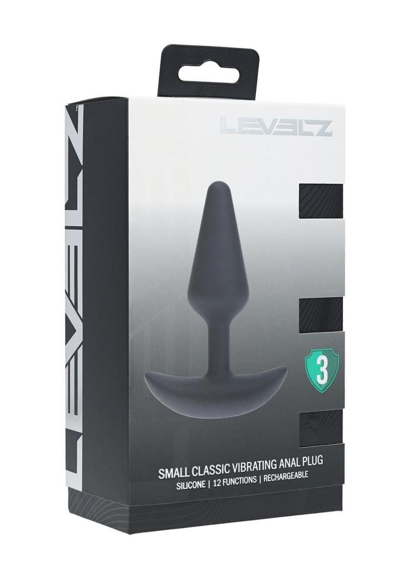 Levelz Classic Vibrating Silicone Rechargeable Anal Plug - Small - Black