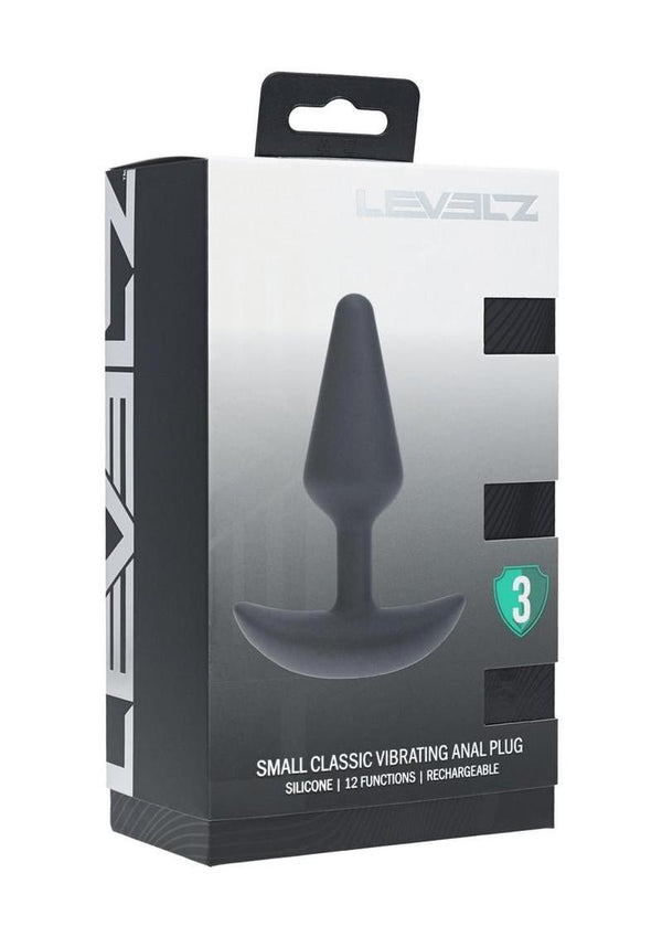 Levelz Classic Vibrating Silicone Rechargeable Anal Plug - Small - Black