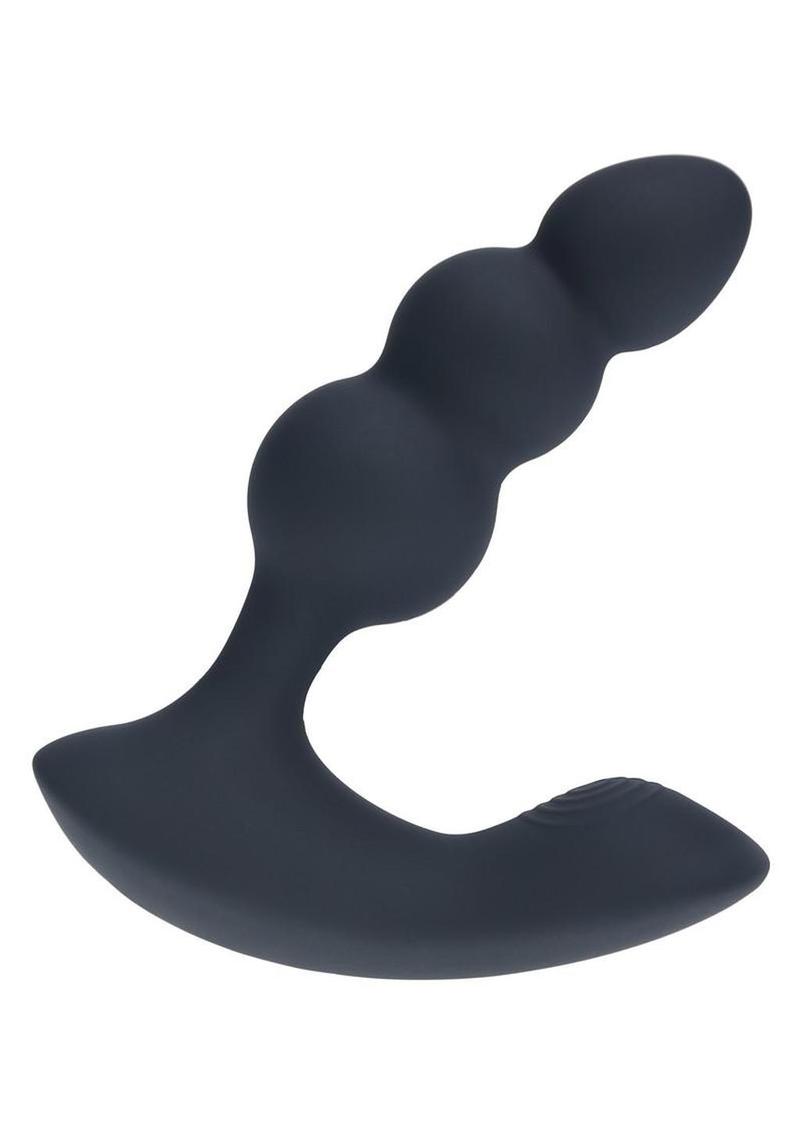 Levelz Dual Motor Beaded Vibrating Liquid Silicone Rechargeable Prostate Stimulator with Remote Control - Black