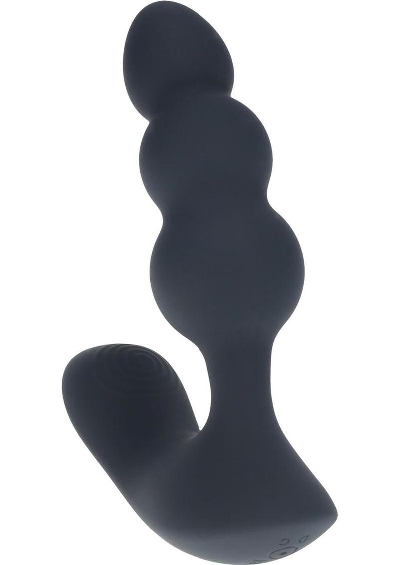 Levelz Dual Motor Beaded Vibrating Liquid Silicone Rechargeable Prostate Stimulator with Remote Control - Black