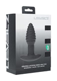 Levelz Vibrating & Rotating Ribbed Silicone Rechargeable Anal Plug with Remote Control - Black