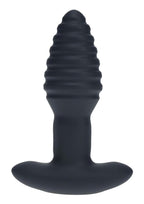 Levelz Vibrating & Rotating Ribbed Silicone Rechargeable Anal Plug with Remote Control - Black