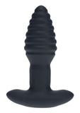 Levelz Vibrating & Rotating Ribbed Silicone Rechargeable Anal Plug with Remote Control - Black