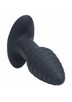 Levelz Vibrating & Rotating Ribbed Silicone Rechargeable Anal Plug with Remote Control - Black