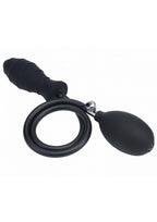 Levelz Ribbed Inflatable Silicone Anal Plug - Black