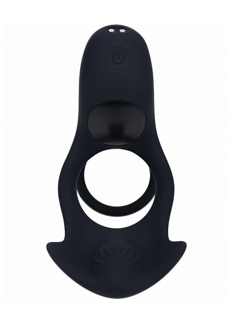 Levelz Triple Motor Vibrating Silicone Rechargeable Cock Ring - Black
