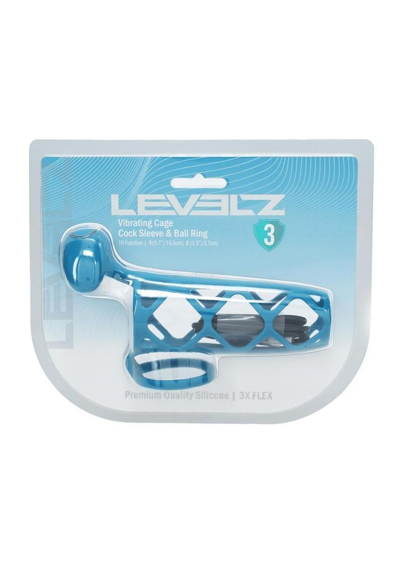 Levelz Vibrating Silicone Rechargeable Cock Cage & Ball Ring - Teal