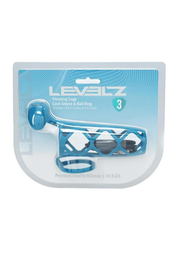 Levelz Vibrating Silicone Rechargeable Cock Cage & Ball Ring - Teal