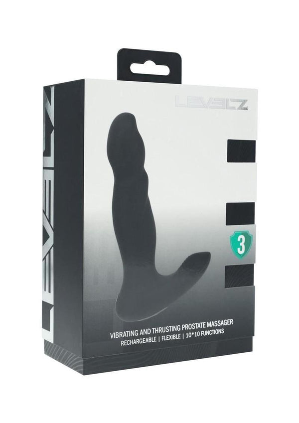 Levelz Vibrating & Thrusting Silicone Rechargeable Prostate Massager - Black