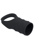 Levelz Silicone Cock Ring & Ribbed Sleeve - Black