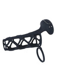 Levelz Vibrating Silicone Rechargeable Cock Cage & Ball Ring - Black