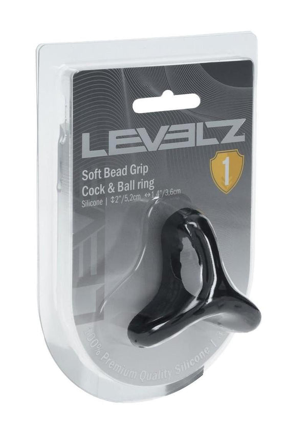 Levelz Soft Bead Grip Silicone Cock & Ball Ring - Black