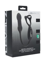 Levelz Vibrating & Thrusting Silicone Rechargeable Tri O Cock Ring with Prostate Stimulator - Black