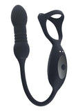 Levelz Vibrating & Thrusting Silicone Rechargeable Tri O Cock Ring with Prostate Stimulator - Black