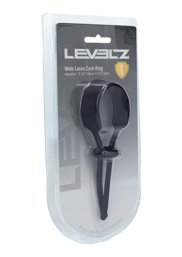 Levelz Wide Adjustable Silicone Lasso Cock Ring - 5mm - Black