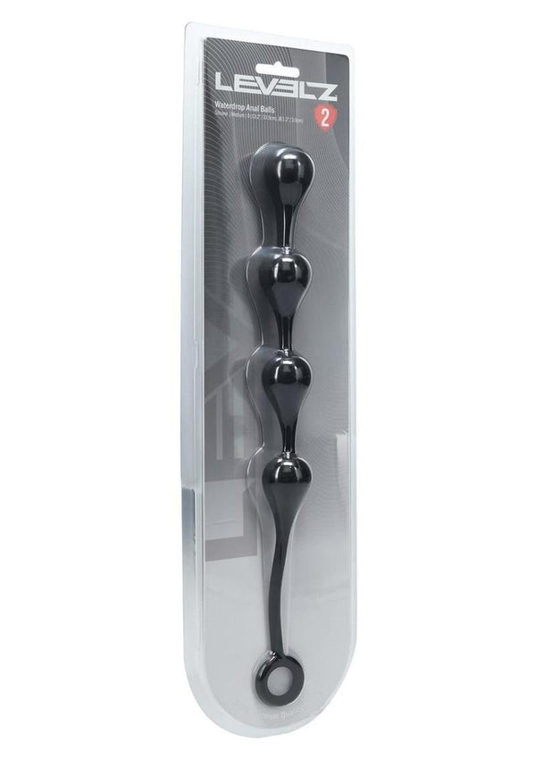 Levelz Waterdrop Silicone Anal Balls - Medium 30mm - Black