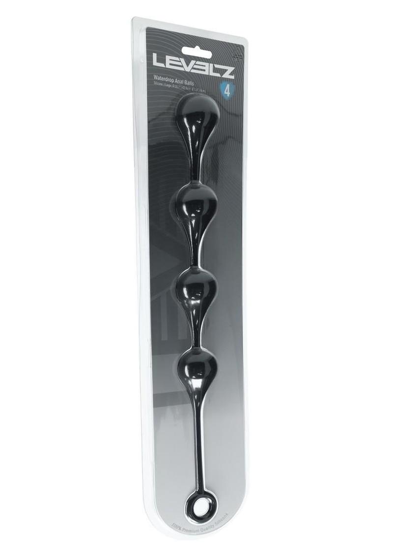 Levelz Waterdrop Silicone Anal Balls - Large 40mm - Black