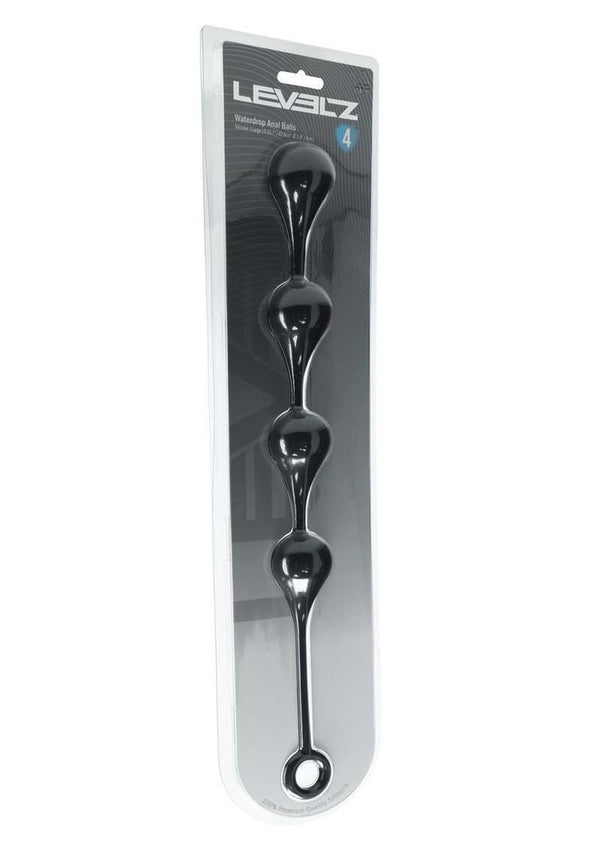 Levelz Waterdrop Silicone Anal Balls - Large 40mm - Black