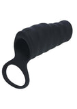 Levelz Vibrating Ribbed Silicone Cock Sleeve & Ball Ring - Black