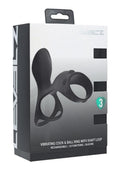 Levelz Vibrating Silicone Rechargeable Cock & Ball Ring with Shaft Loop - Black