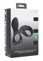 Levelz Vibrating Silicone Rechargeable Cock & Ball Ring with Shaft Loop - Black