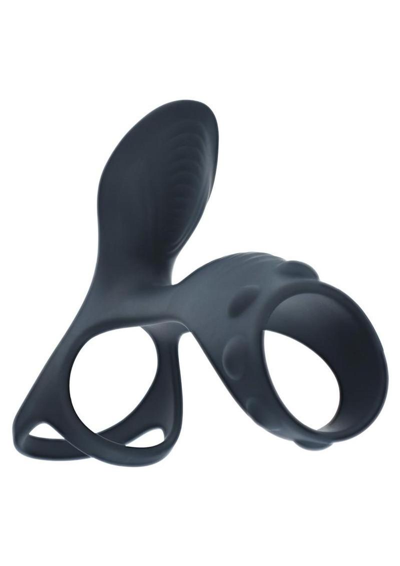 Levelz Vibrating Silicone Rechargeable Cock & Ball Ring with Shaft Loop - Black