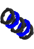 Oxballs Gearheads Silicone Spinner Cock Rings (5 Pack) - Blue/Black