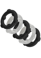 Oxballs Gearheads Silicone Spinner Cock Rings (5 Pack) - Black/Vapor