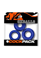 Oxballs Cockpack Multi Design Cockrings (3 Pack) - Blue Fire
