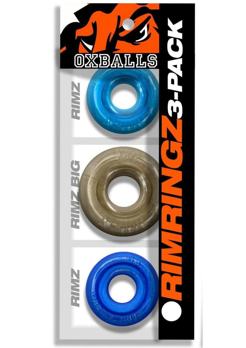 Oxballs Rimringz Multi Size Cock Rings (3 Pack) - Cool Blue