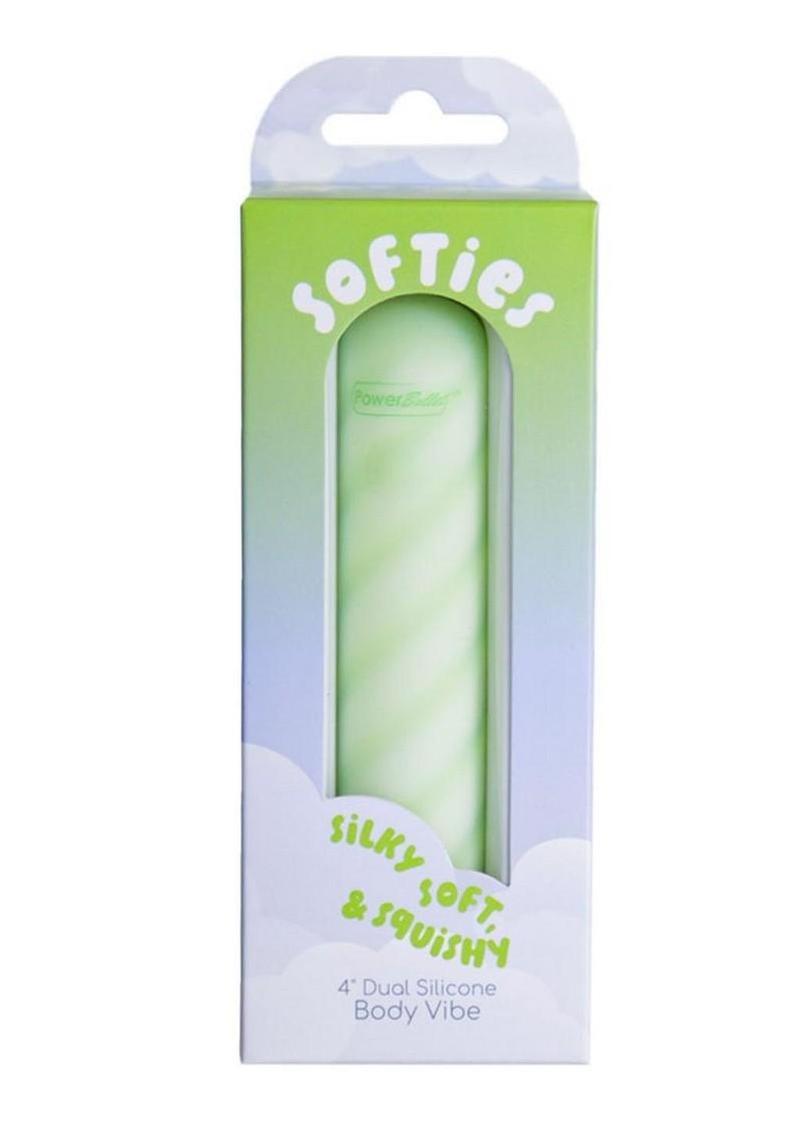 Softies Dual Rechargeable Silicone Body Bullet Vibrator 4in - Green