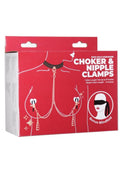 Punishment Choker & Nipple Clamps - Rose Gold
