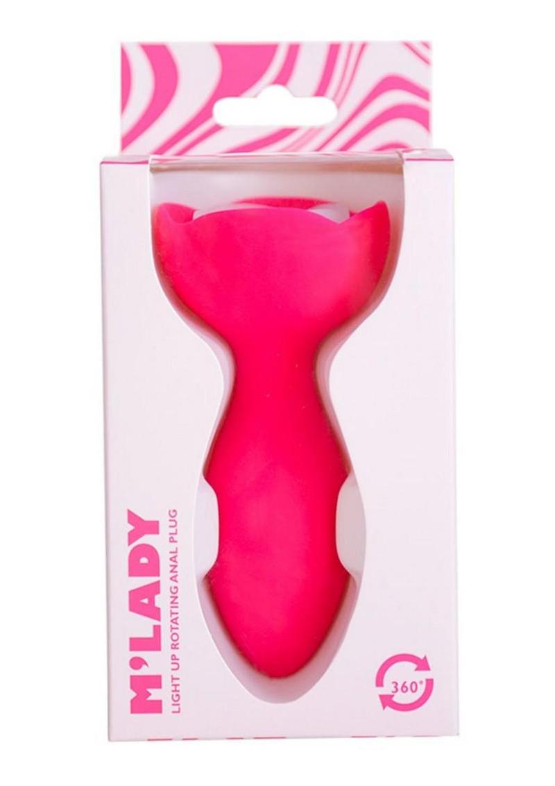 M'Lady Light Up Rotating Rechargeable Silicone Anal Plug - Pink