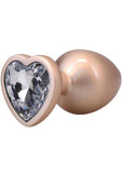 Booty Bling Heart Diamond Jeweled Wearable Metal Plug - Large - Gold