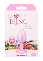 Booty Bling Heart Diamond Jeweled Wearable Metal Plug - Small - Pink