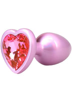 Booty Bling Heart Diamond Jeweled Wearable Metal Plug - Small - Pink