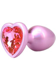 Booty Bling Heart Diamond Jeweled Wearable Metal Plug - Small - Pink